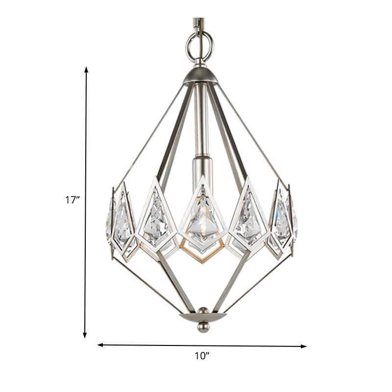 Nickel Tapered Chandelier Nordic Metal 1/3 Bulbs Pendant Light Fixture for Living Room