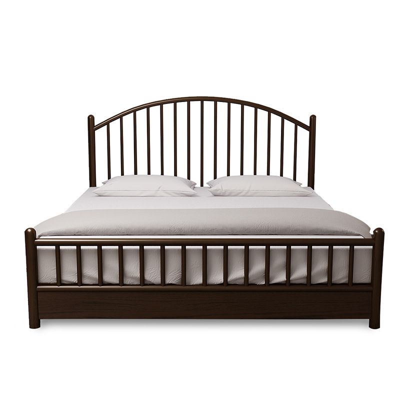 Northern European Wood Slat Bed Frame With Headboard and Footboard
