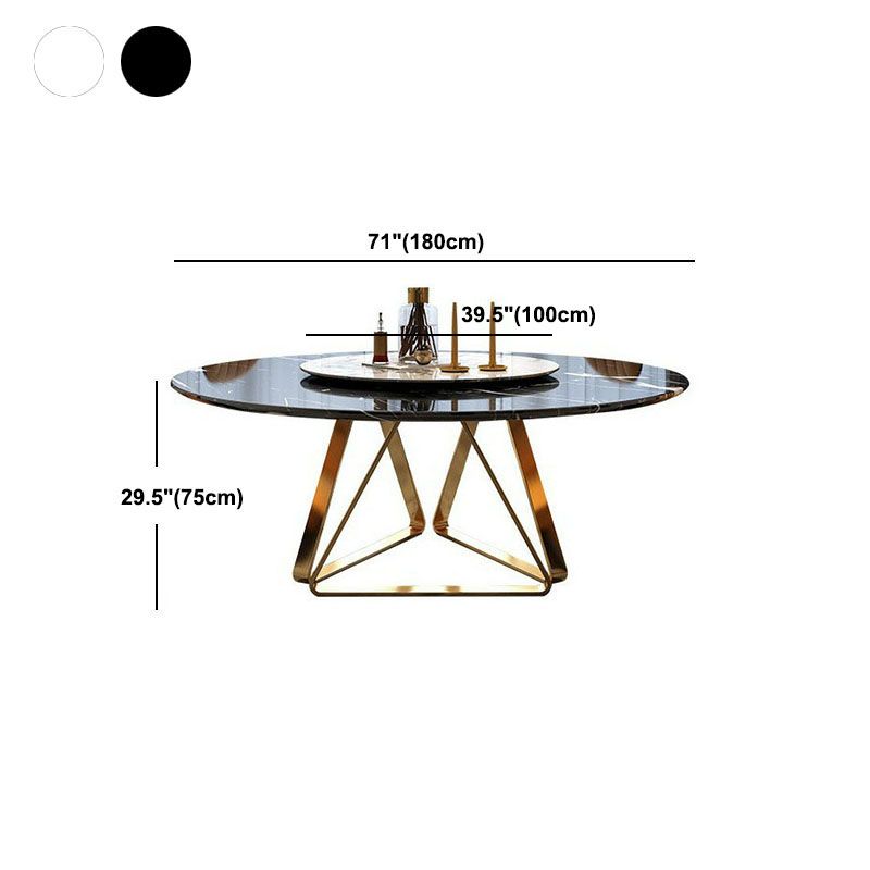 Stone Top Dining Table Traditional Luxury Table with Gold Pedestal Base