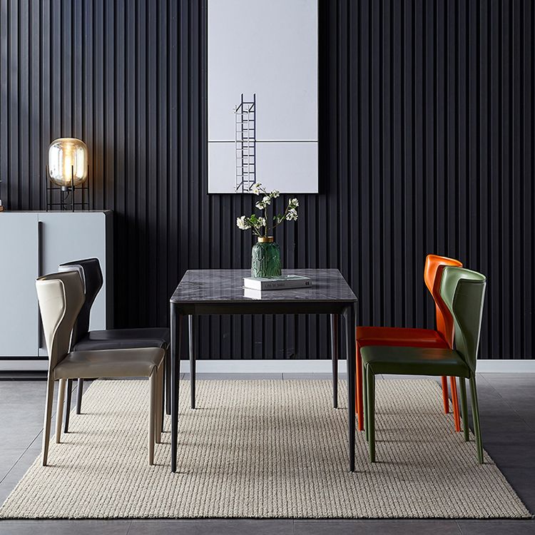 Chaise de salle à manger en cuir de cuisine, chaise d'appoint à oreilles de 32 pouces de hauteur avec 4 pieds en métal