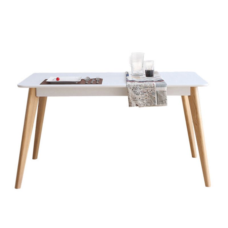 Rectangle 4 Legs Dining Table Modern Ash Wood Base Table for Kitchen