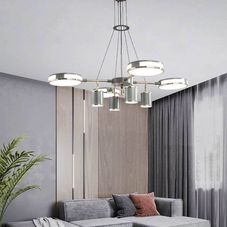 Sputnik LED Chandelier Creative Minimalist Acrylic Grey Hanging Light for Living Room