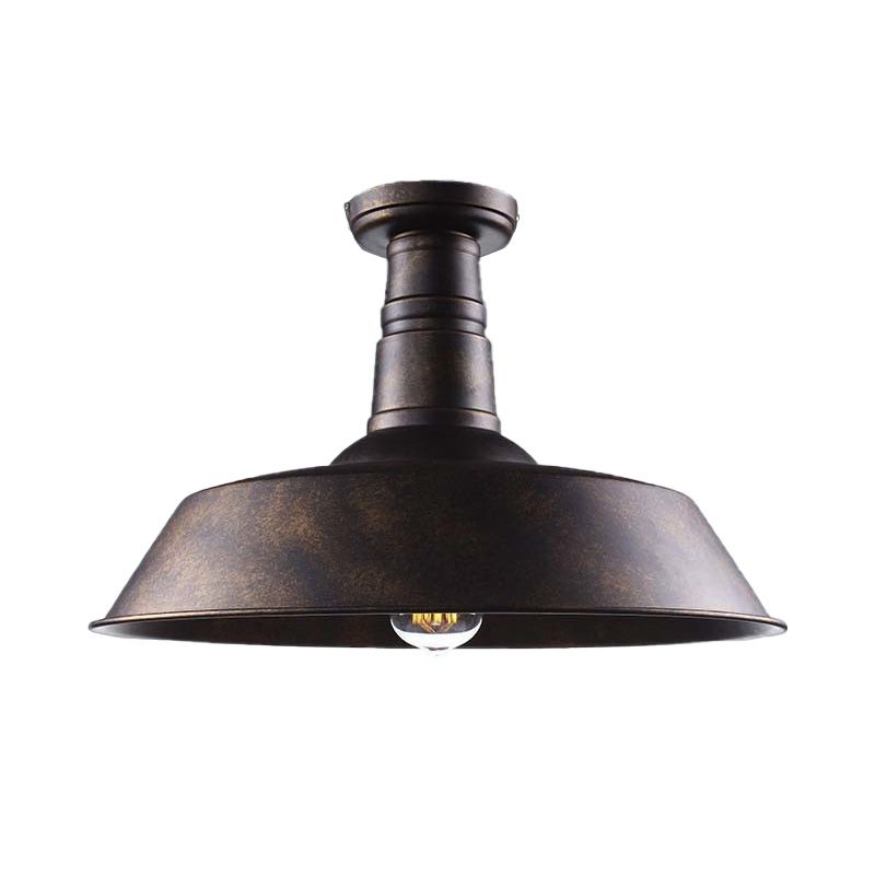 10"/14"/18" Dia Barn Dining Room Ceiling Light Fixture Vintage Style Iron 1 Light Black/White Semi Flush Ceiling Light