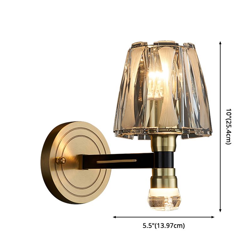 Copper Gold Wall Donce en estilo artístico moderno Truncado Cono Crystal Wall Light para sala de estar