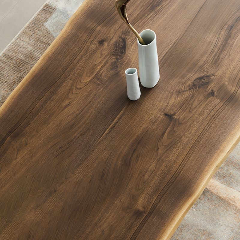 Natural Walnut Top Dining Table Modern Rectangle Transparency Acrylic Base Table