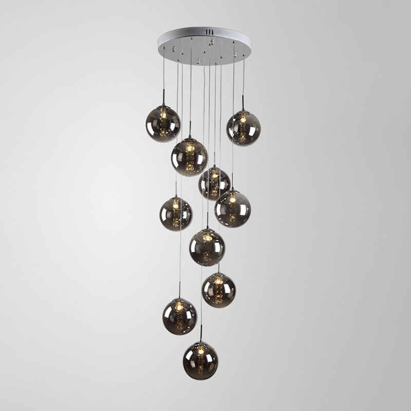 Glass Globe Pendant Light in Modern Creative Style Wrought Iron Hanging Lamp for Commercial Place