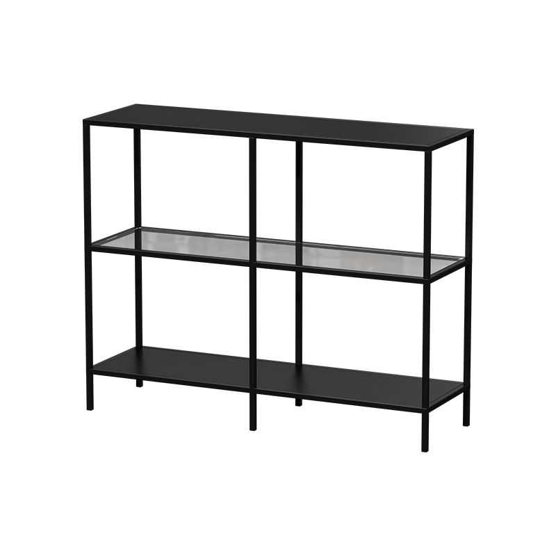 Modern Open Back Bookshelf Horizontal Metal Bookcase with Shelves