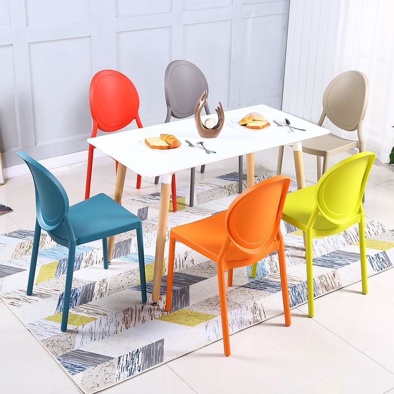 Contemporary Armless Plastic Dining Chairs Open Back Dining Side Chair for Home Use