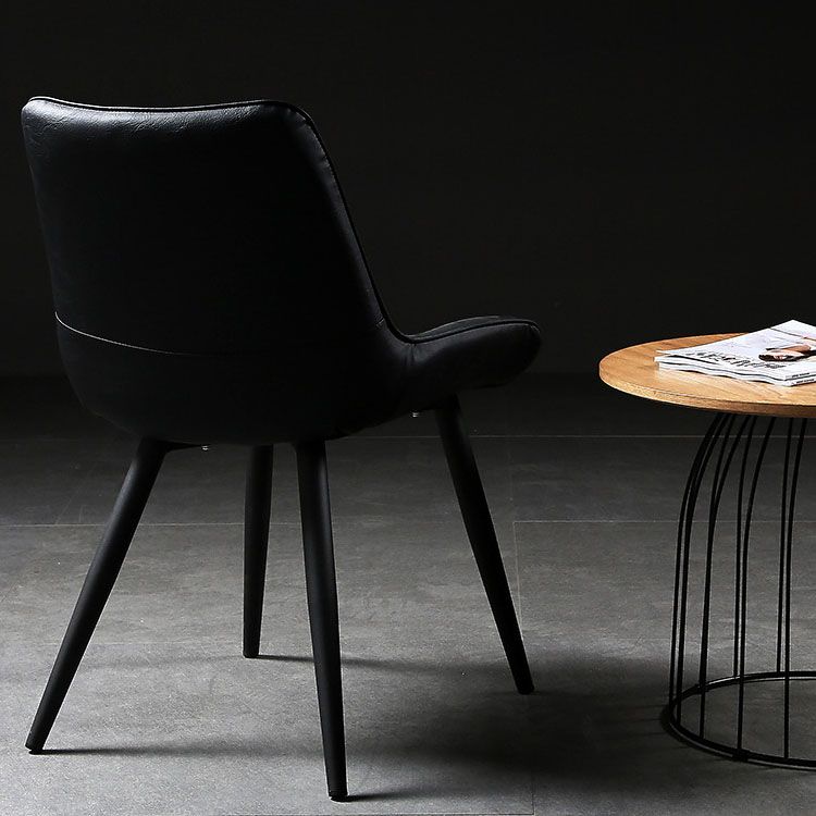 Contemporary Style Dining Chairs Dining Armless Side Chairs with Metal Legs