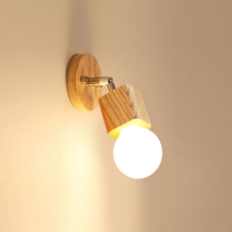 Modern Minimalist Style Cubic Vanity Wall Light Fixtures Wood Vanity Mirror Lights for Bathroom