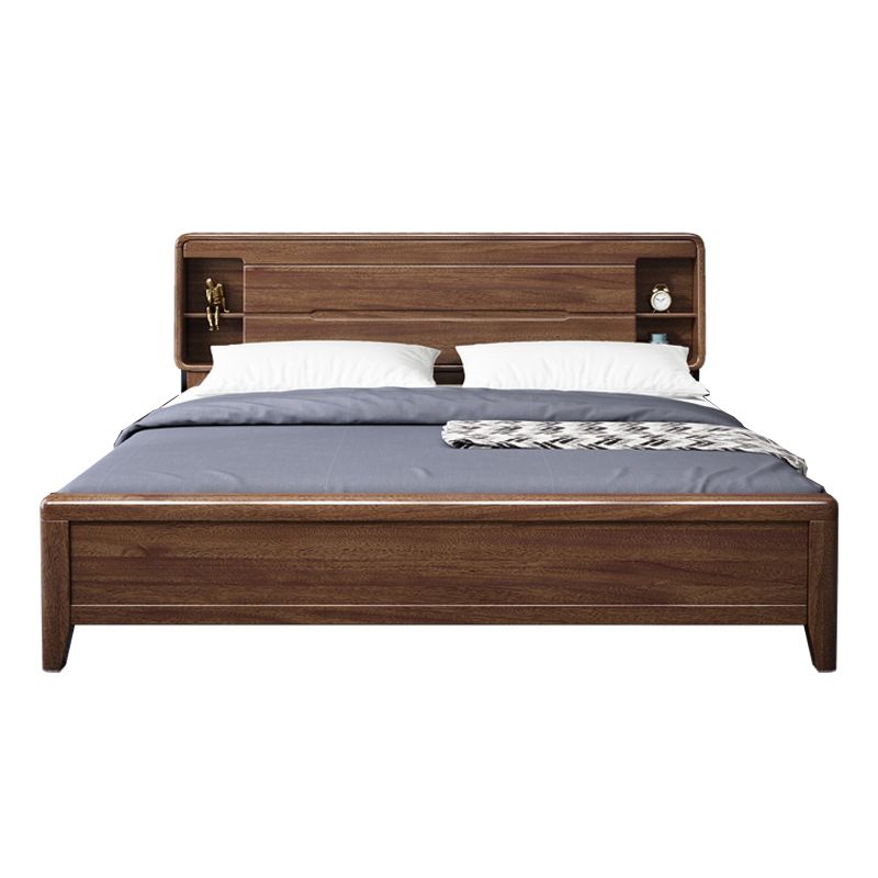 Scandinavian Solid Wood Storage with Headboard Panel Standard Bed
