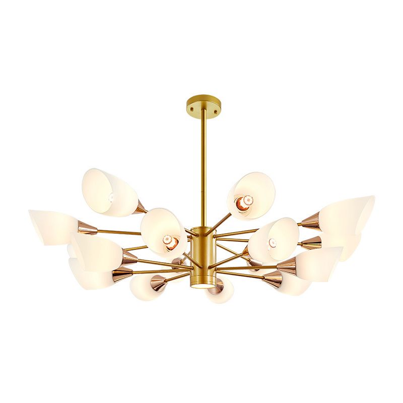 6/10/16 Bulbs Living Room Ceiling Pendant Postmodern Black/Gold Chandelier with Tulip White Glass Shade