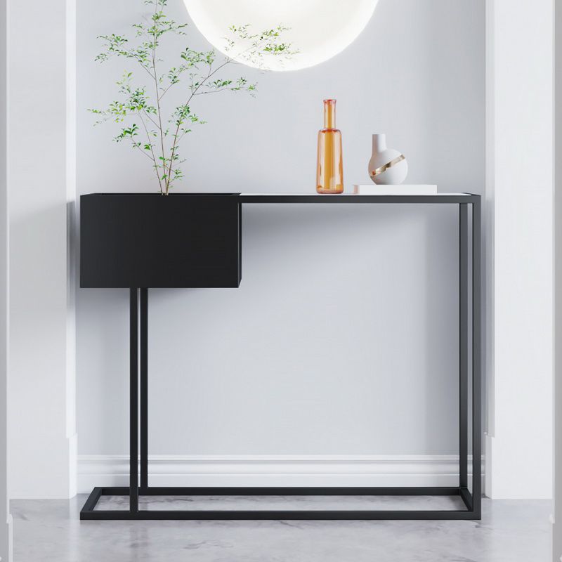 Contemporary Black Console Table Rectangle Console Sofa Table for Hall