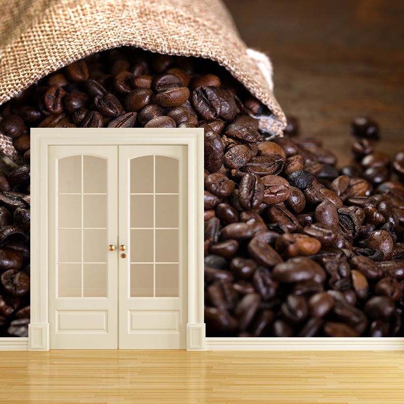 Non-Woven Decorative Wall Mural Modern Coffee Bean Wall Covering, Custom Printed