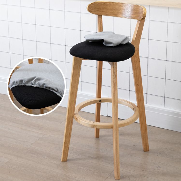 Contemporary Matte Finish Solid Wood Bar Stool Milk Tea Shop Footrest Stool