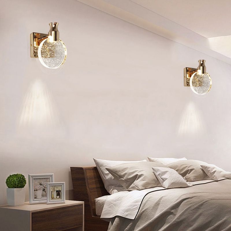 Runde LED -Wandleuchten Licht zeitgenössischer moderner Kristallschatten Innenwandlicht