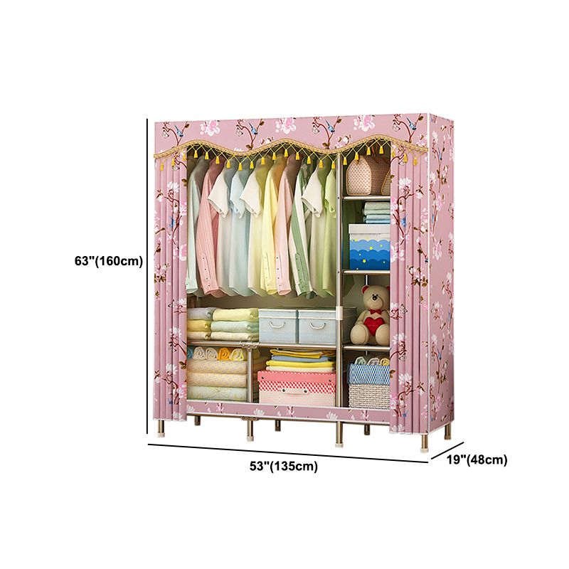 Contemporary Folding Wardrobe Cabinet Metal Frame Wardrobe with Shelves