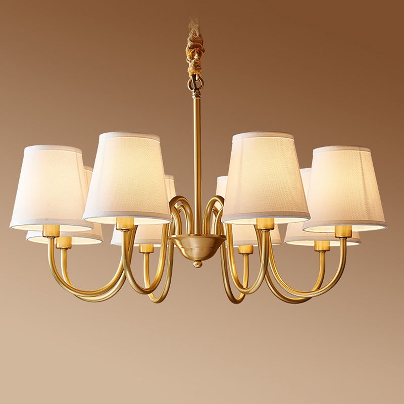 Cone Chandelier Light Fixture Traditional Fabric Shade Pendant Lighting for Restaurant