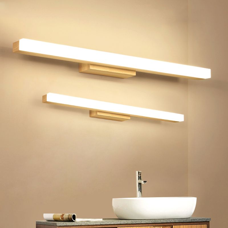 1 luz de pared lineal de luz iluminación de pared de madera de estilo moderno para baño de ducha