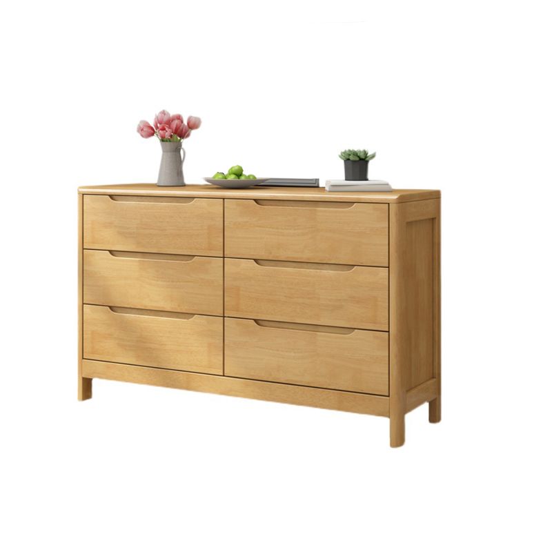 Mid-Century Modern Chest Rubberwood Squared Legs Grooves with Drawer Accent Chest