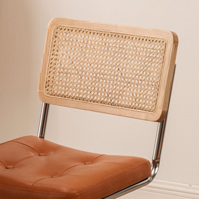 Leather Side Chair Industrial Metal Base Dining Chair for Home Use