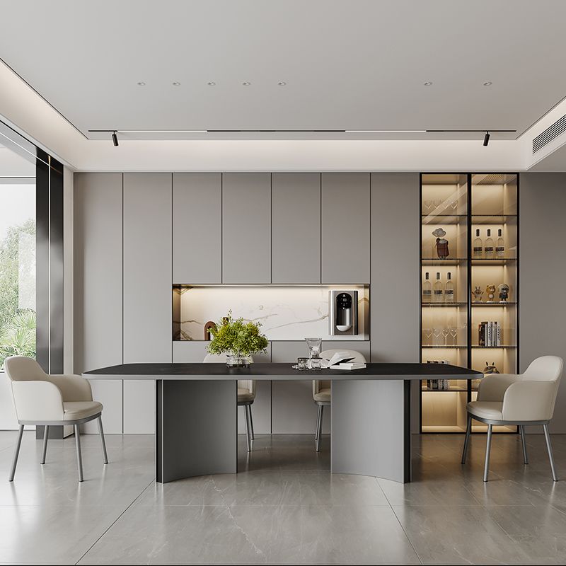 Black and Silver Dinner Room Kitchen Table Contemporary Dining Table