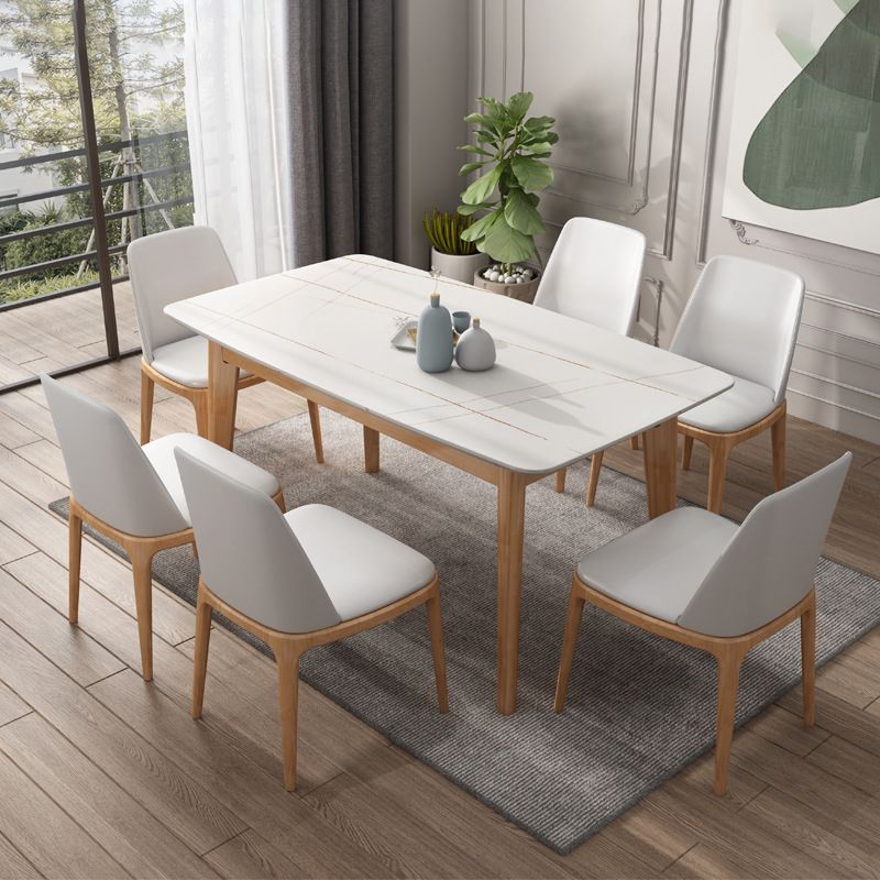 Stone Rectangle Dining Table Mid-Century Modern Dining Table with 4 Legs