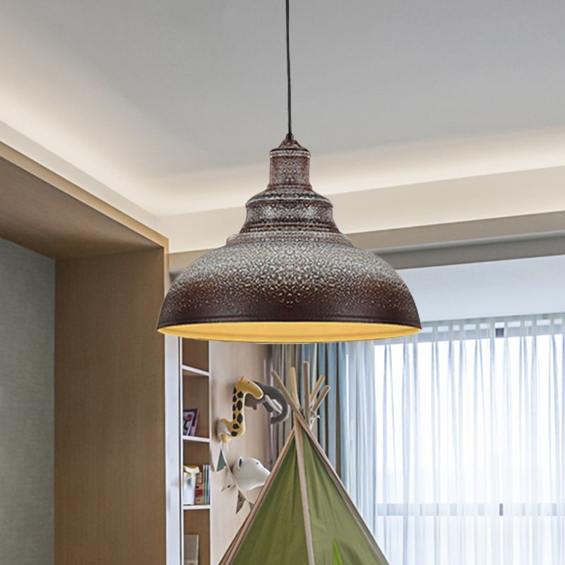 Blu/Rust 1 Lampada a ciondolo a ciondolo a battitore di metallo anticato per sala da pranzo