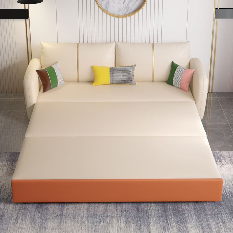 Modern Square Arm Faux Leather Stain Resistant Bed Sofa Couch