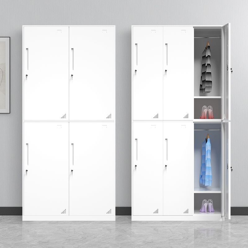 35.5"L x 19.5"W x 73"H White Wardrobe Armoire with Garment Rod Steel Wardrobe Cabinet