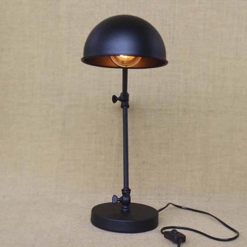 1 Light Swing Arm Desk Lighting with Dome Shade Industrial Brass/Chrome Metal Reading Lamp