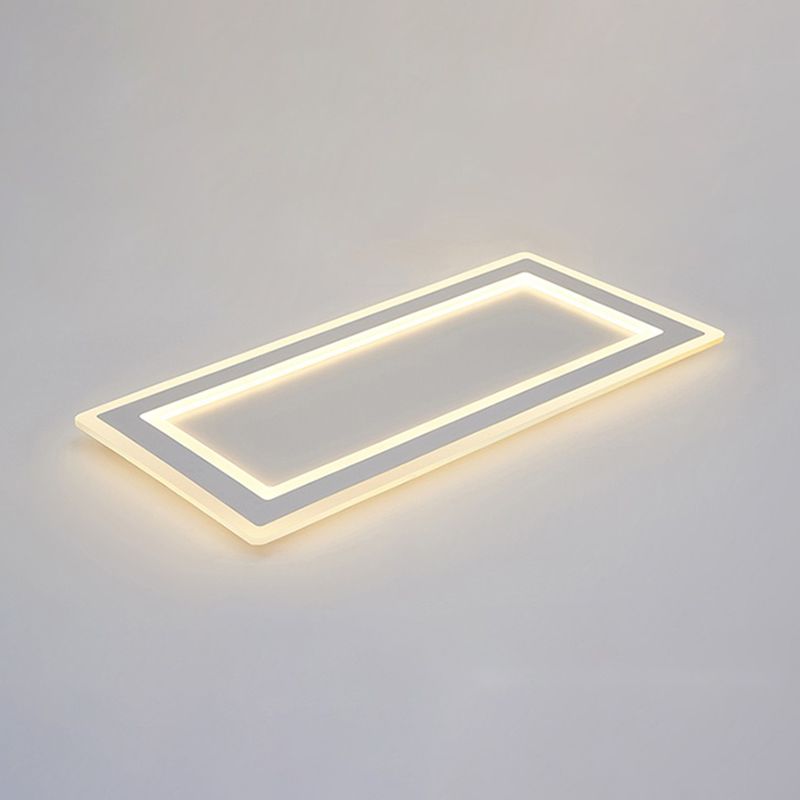 Weiße, rechteckige LED-Einbauleuchte in moderner Schlichtheit, schmiedeeiserne Deckenleuchte mit Acrylschirm