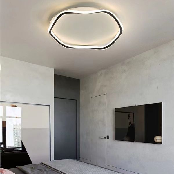Contemporary Flush Light Fixtures Circular Metal 1 Light Flush Mount Lamps for Bedroom