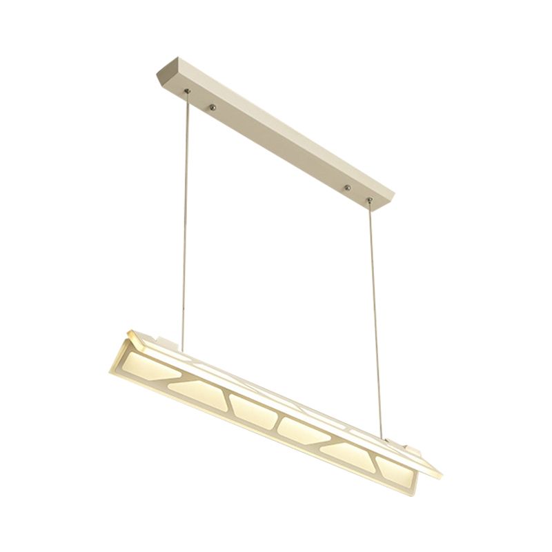 Luz de techo colgante acrílico LED acrílico LED lineal en blanco/marrón, 31.5 "de ancho