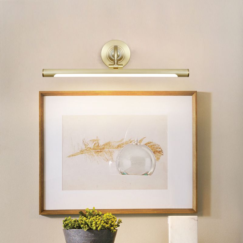 Metal linear Shade Mirro Wall Lights Modern 1 Head Wall Mount Fixture in Brass