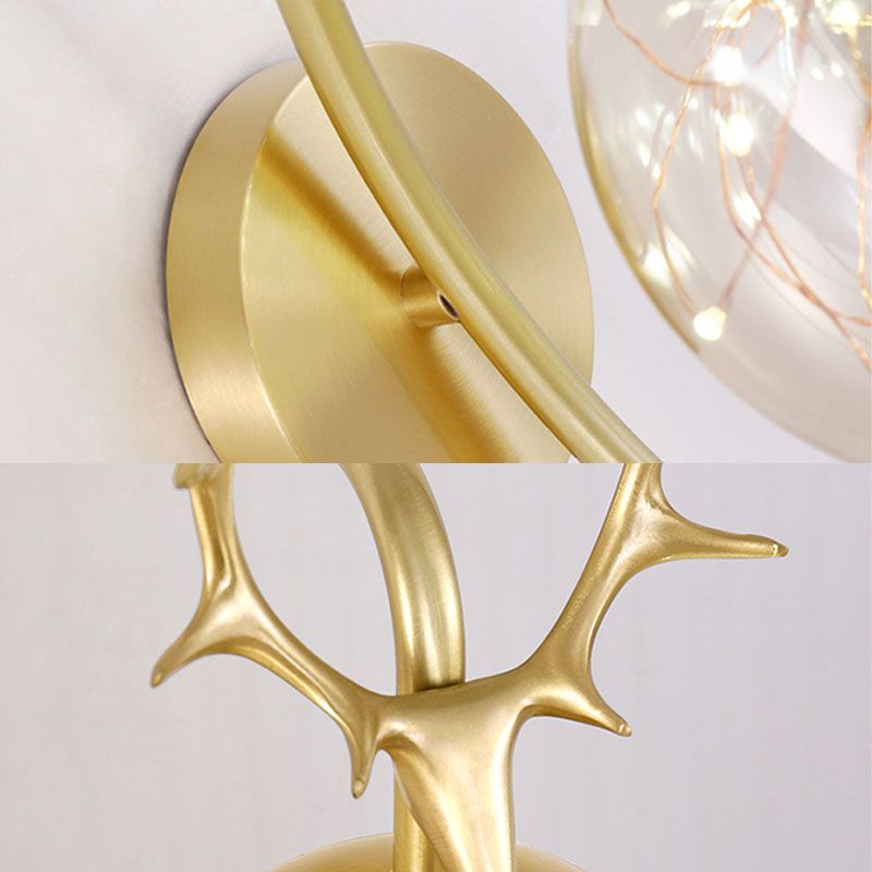 Lampade a parete in vetro trasparente globo a 1 luce moderna a montaggio a parete per soggiorno