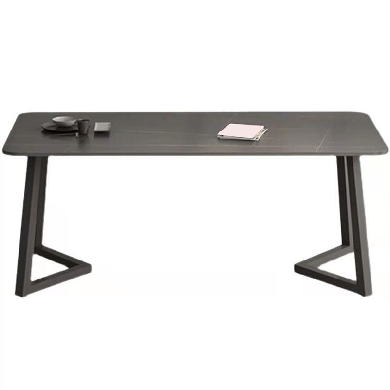 Modern Matte Finish Dining Table for Home Stone Top Dinette Table with Metal Sled