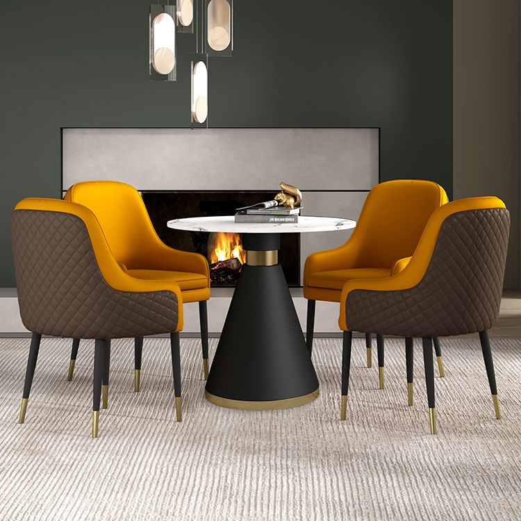 1/2/5 Pcs Metal Modern Dining Room Set with Round Table Dinette Set
