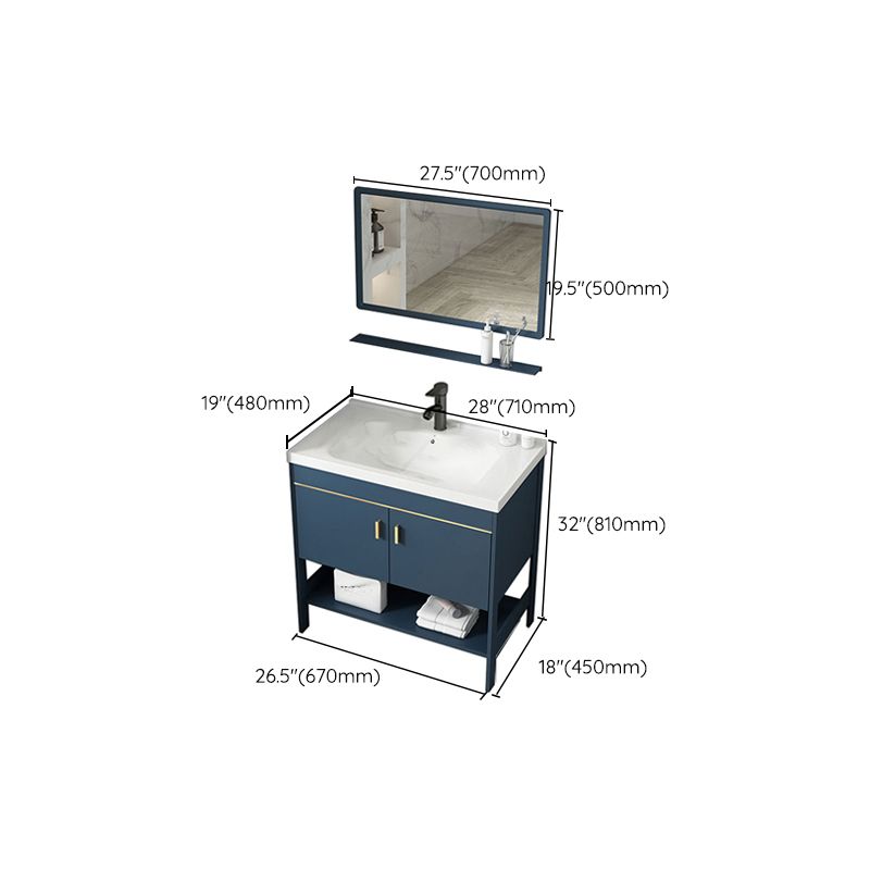 Contemporary Vanity Sink Mirror Cabinet Metal Vanity Cabinet with Storage Shelving