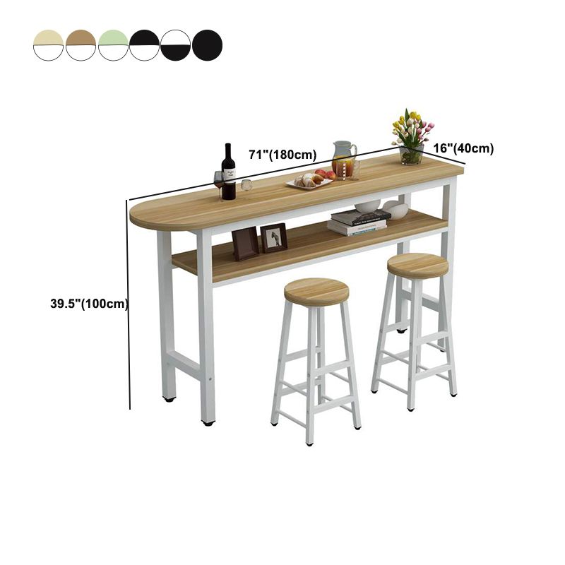 Artificial Wood Bar Dining Table Modern Counter-height Pub Table with Shelf