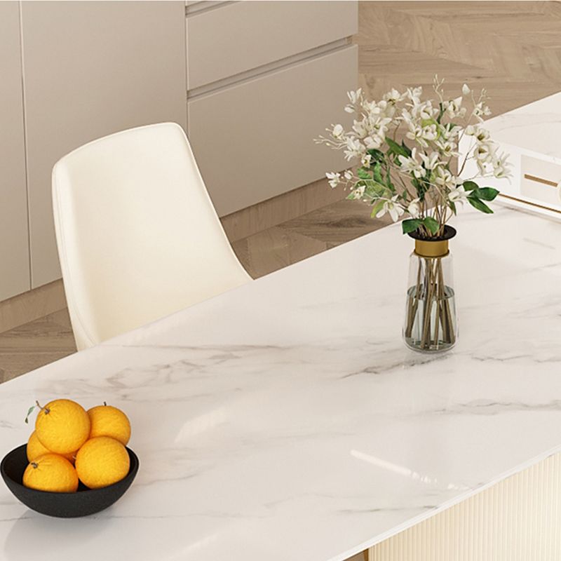 Modern Stone Dining Table Oval Iron Table with Double Pedestal Table