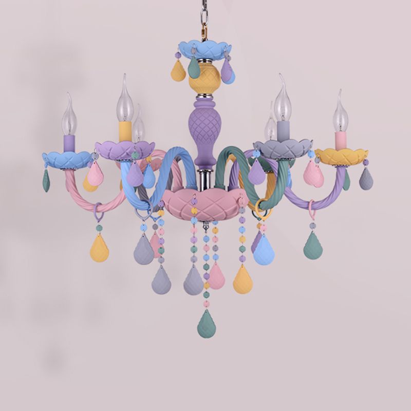 Veelkleurige kaarsenvormige kroonluchter lichte meid slaapkamer macaron verlichting hanger