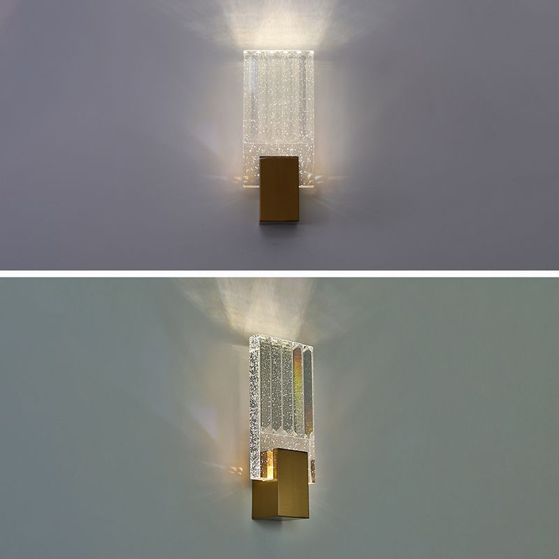 Bobble Crystal Rectangular LED SCONCE Postmodern Brass Wall Lighting per camera da letto