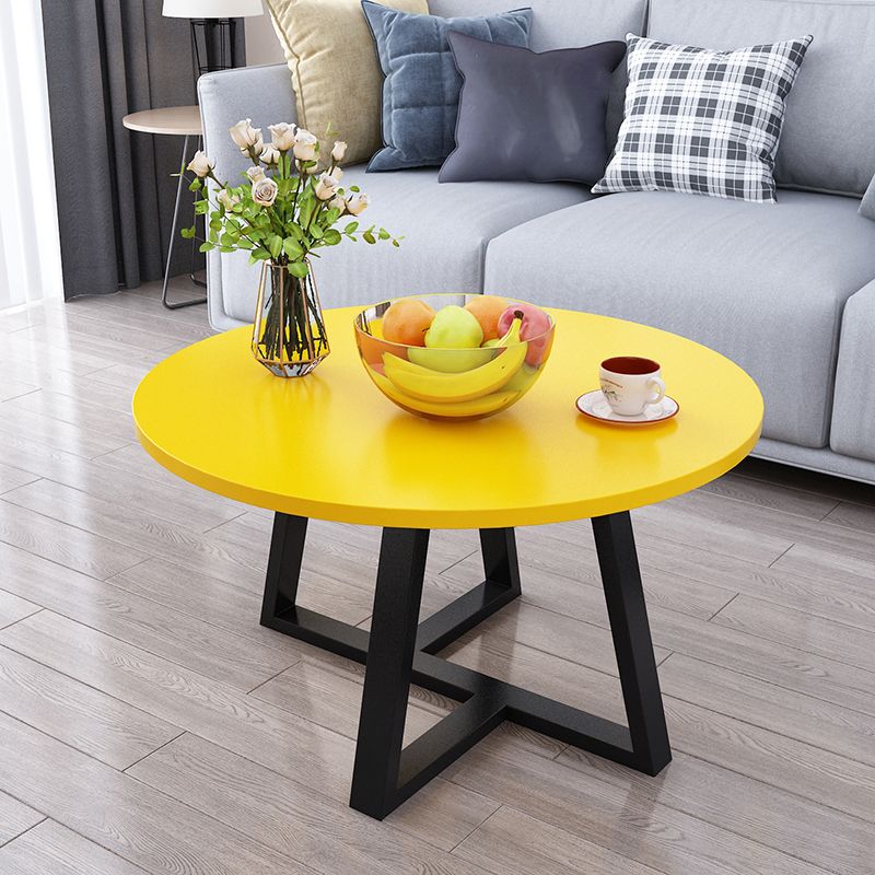 Modern Style White/black/wood/yellow/walnut Round Wood-based Craft Top Coffee Table