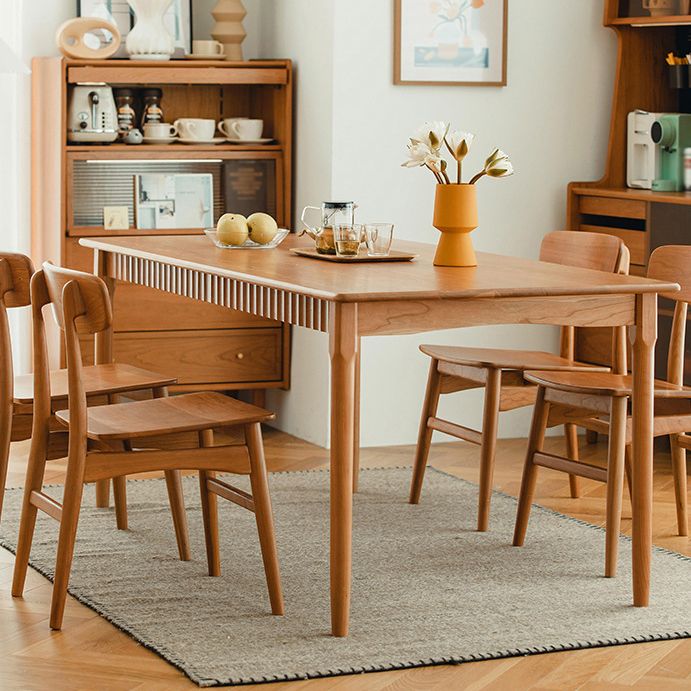 Solid Wood Dining Table Modern Rectangle Dining Table with 4 Legs