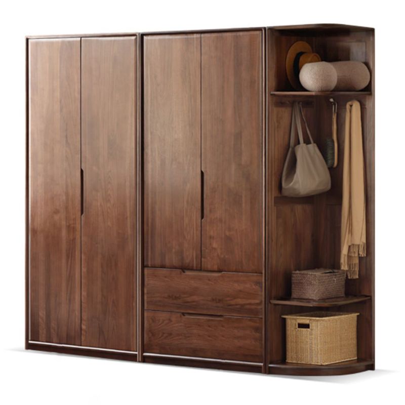 Contemporary Brown Storage Cabinet Solid Wood Wardrobe Cabinet