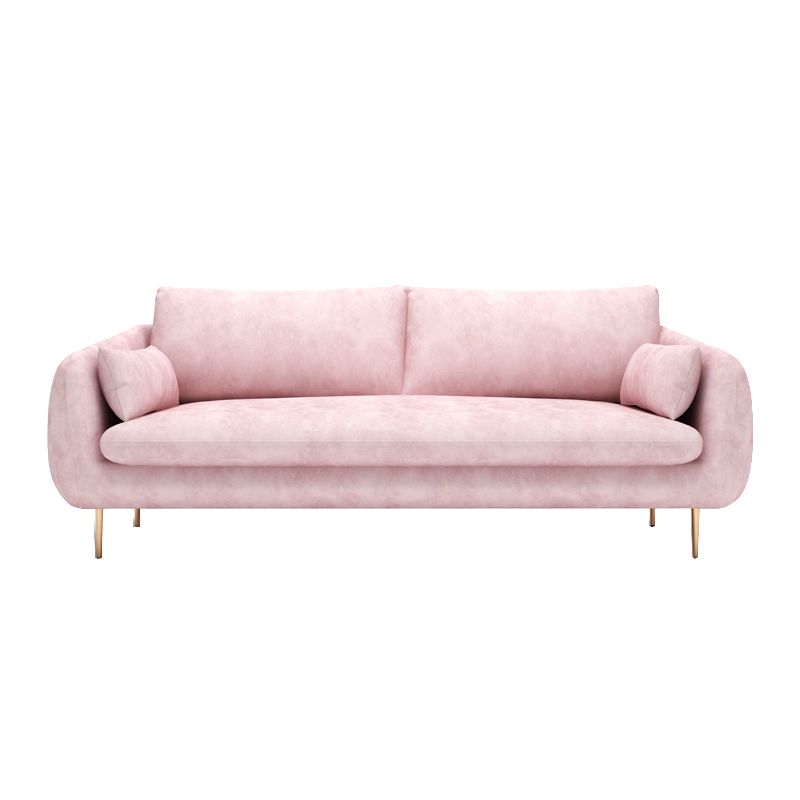 Contemporary Velvet Sofa with Pillow Cushion Back for Apartment