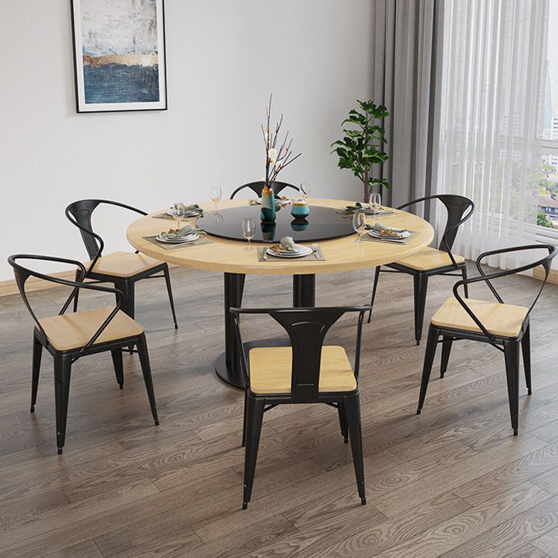 Round Solid Wood Dining Set 1/4/7 Pieces Dinette Set for Kitchen