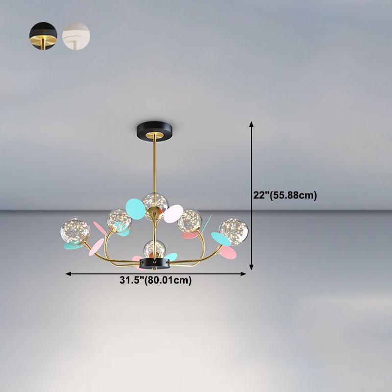 Lámpara de araña de forma esférica de estilo moderno de vidrio múltiple luz colgante para cocina