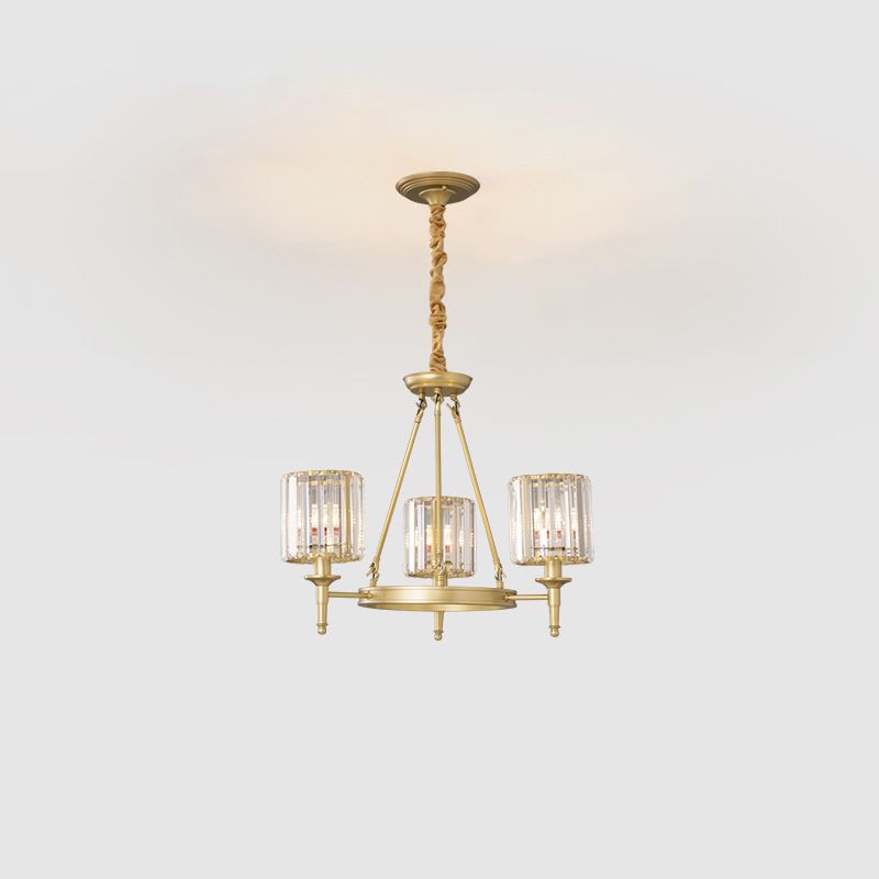 Afgeschuinde kristalhangende kroonluchter cilinder traditionele ophanging hanglamp voor woonkamer